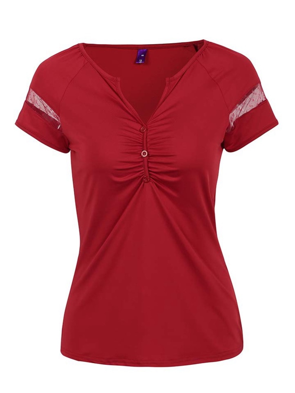 $6 Women’s Red Ruched V-Neck Short Sleeve Top $6 WHEN BUNDLED WITH 3 OR MORE ITE - Picture 1 of 10